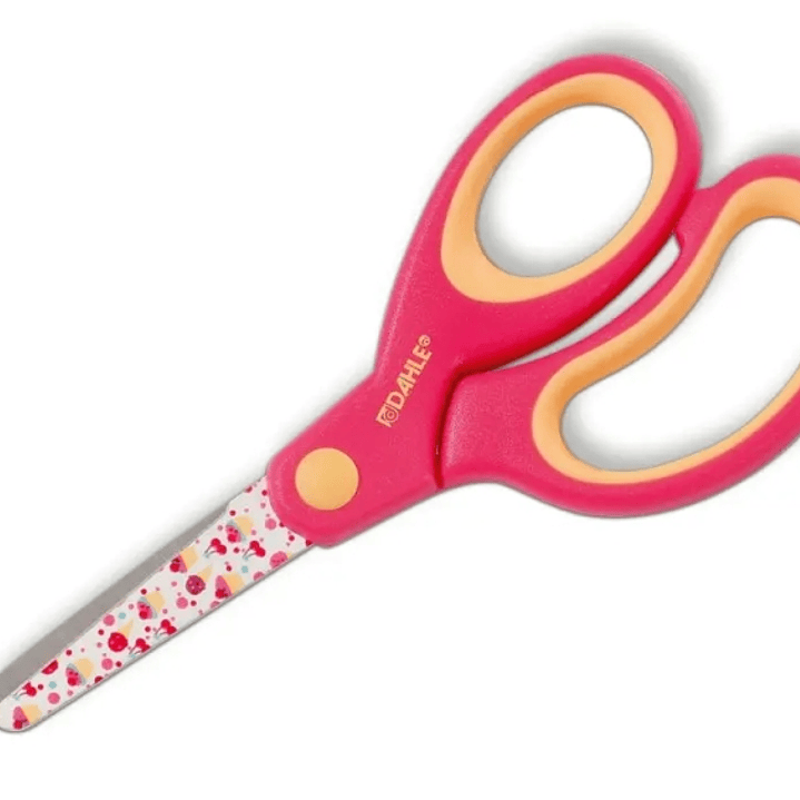 Dahle 54663 Kids Tijeras Infantiles 13cm - Puntas Redondeadas - Acero Inoxidable - Mangos Ergonomicos Recubiertos de Goma - Color Rosa 1