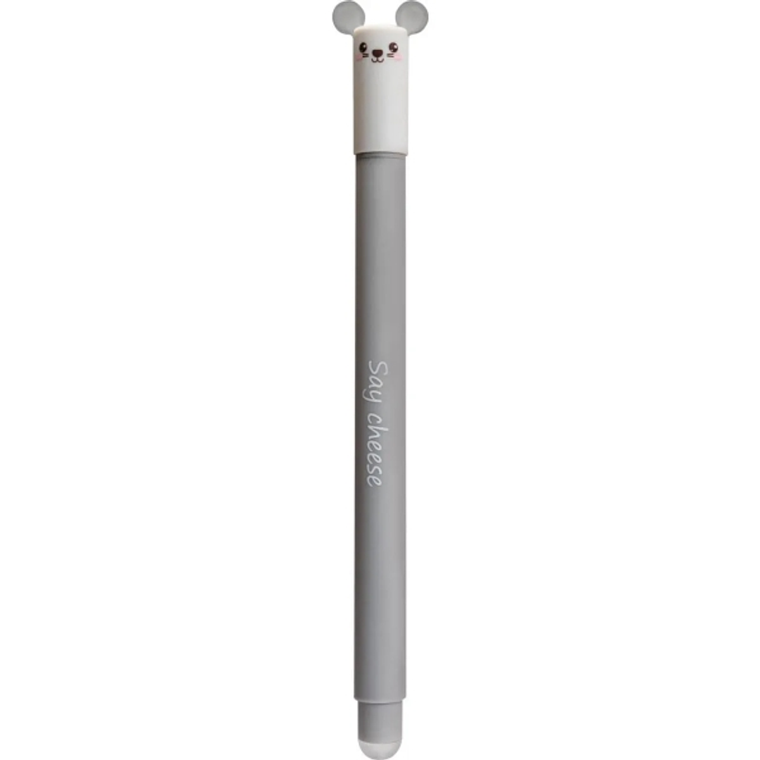 Eberhard Faber Animal Erase It! Boligrafo Borrable Tinta Gel Azul - Trazo 0.7mm - Tacto Soft - Diseño Raton 1