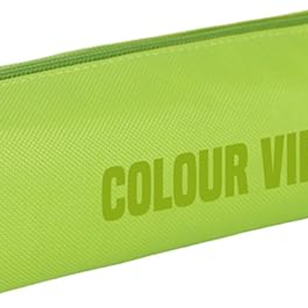 Dohe Colour Vibes Portatodo Cuadrado - Cierre con Cremallera y Tirador de Goma - Color Verde Lima 1