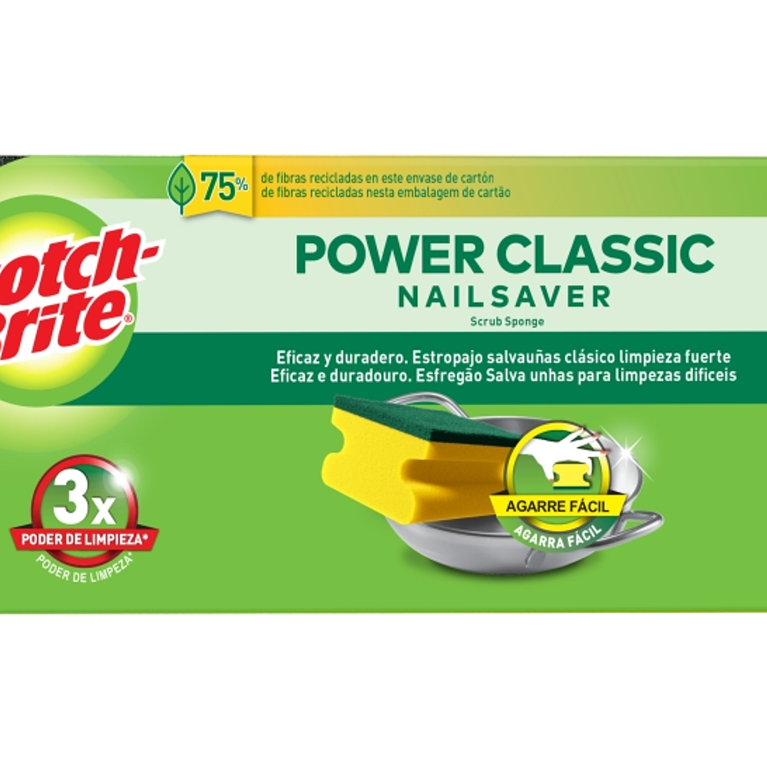 Scotch-Brite Classic Pack de 3 Estropajos de Cocina - Proteccion para los Dedos - Color Amarillo 1