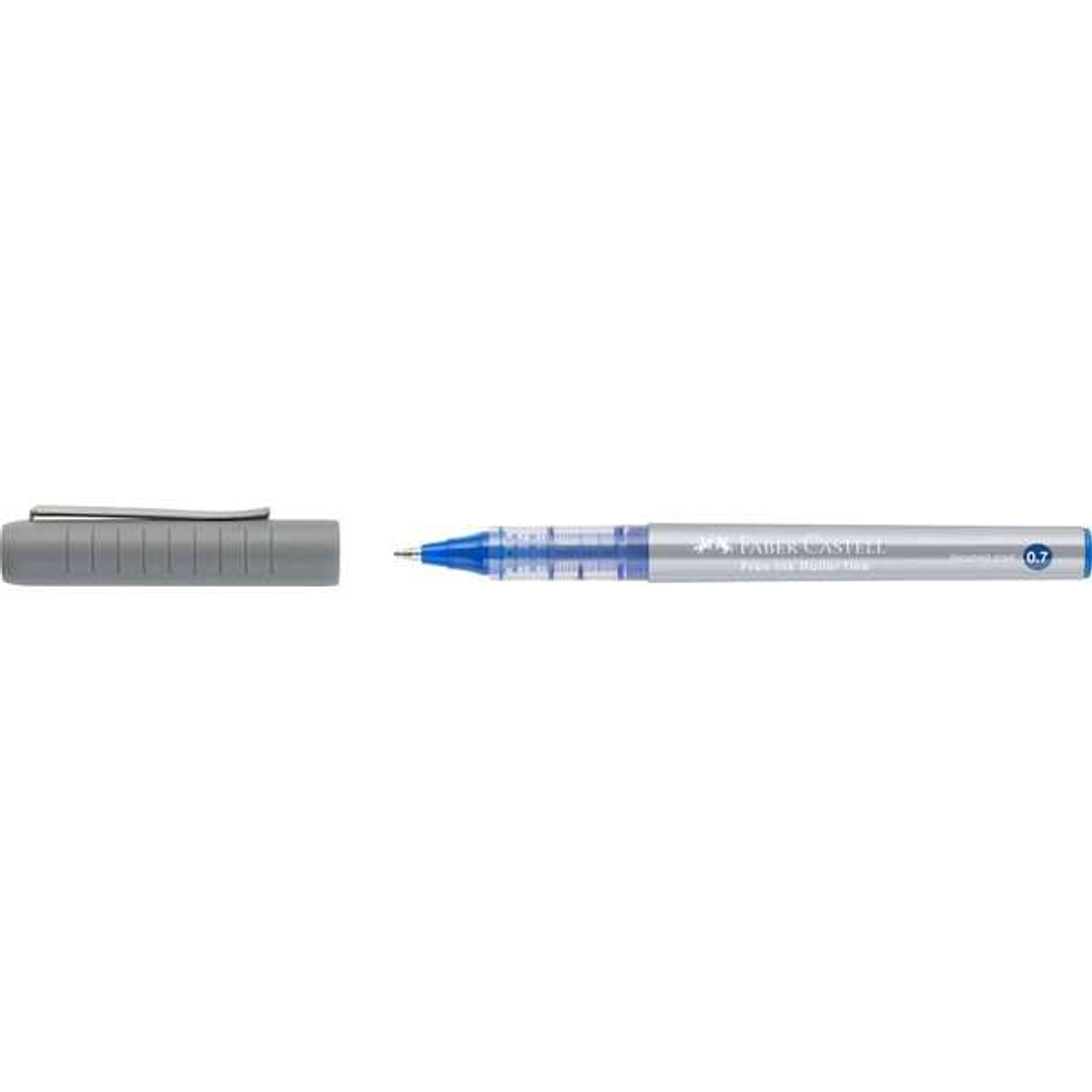 Faber-Castell Roller Free Ink Boligrafo de Tinta Liquida - Punta Conica 0,7mm - Ancho de Linea Fino - Clip de Metal - Color Azul 1