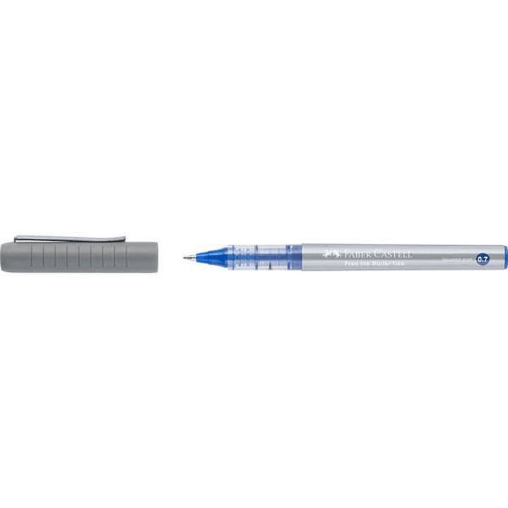 Faber-Castell Roller Free Ink Boligrafo de Tinta Liquida - Punta Conica 0,7mm - Ancho de Linea Fino - Clip de Metal - Color Azul 1