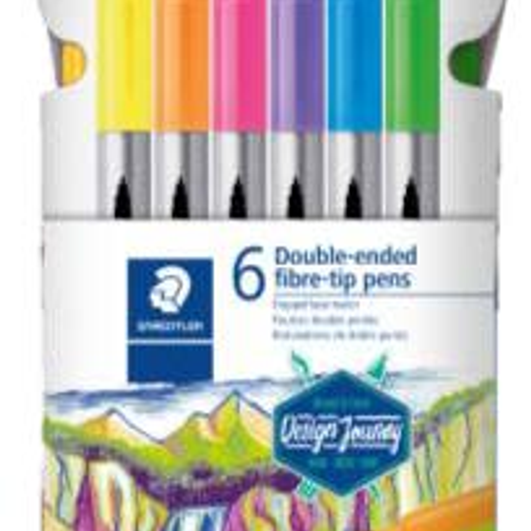 Staedtler 3200 Pack de 6 Rotuladores de Doble Punta - Resistente a la Presion - Colores Neon Surtidos 1
