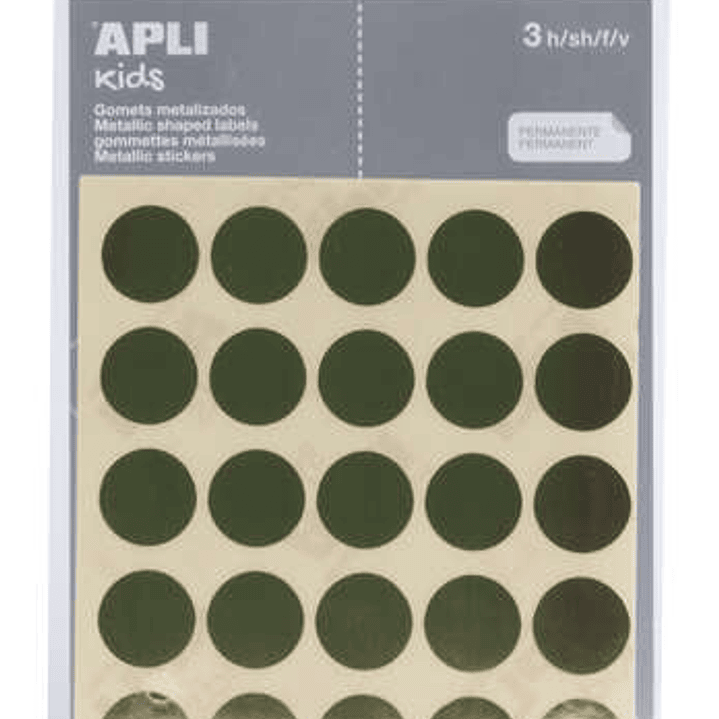Apli Pack de 90 Gomets Redondos Ø 20mm - Adhesivo Permanente - Ideal para Escuelas Infantiles y Colegios - Color Oro 1