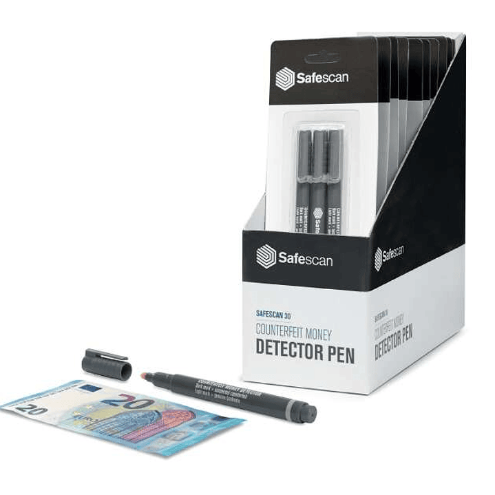 Safescan 30 Blister con 3 Boligrafos Detectores de Billetes Falsos - Verificacion en 2 Segundos - Tinta con Base de Yodo 1