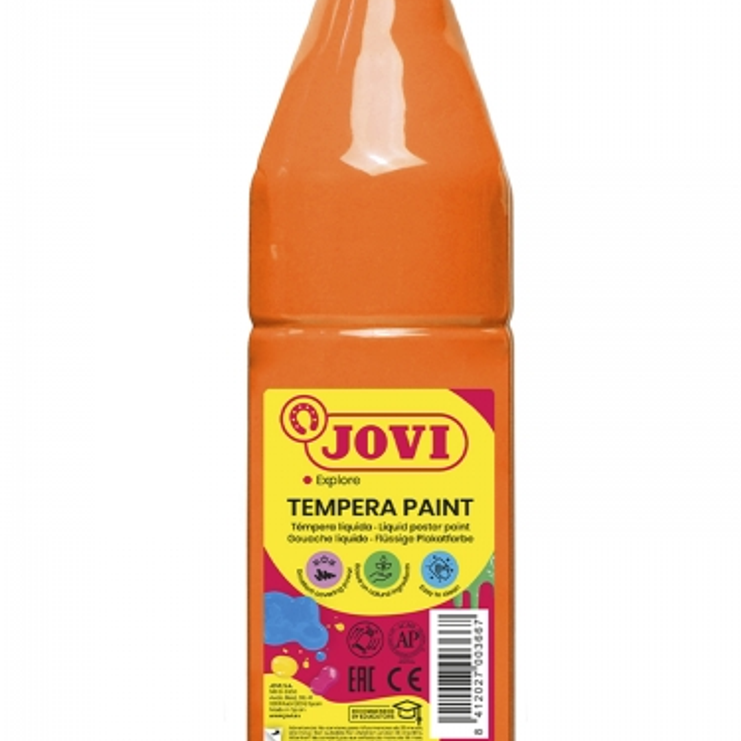 Jovi Tempera Paint Tempera Liquida 500ml - Base Agua - Lista para Usar - Alto Poder Cubriente - Secado Rapido - Excelente Fluidez - Adherencia en Mult 1
