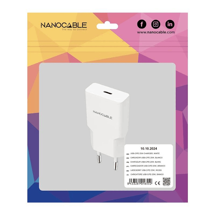 Nanocable Cargador USB-C/PD + USB-A/QC 30W Blanco 2