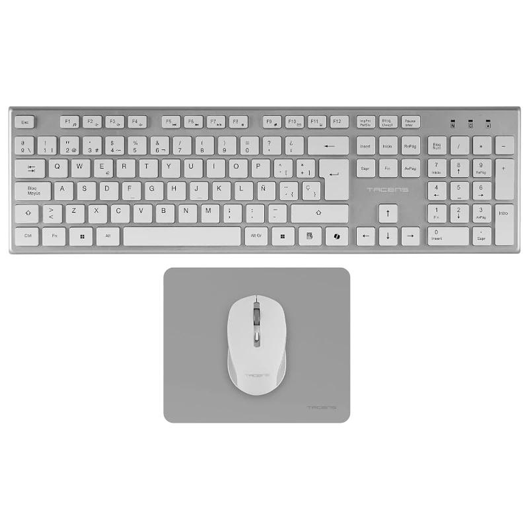Tacens 3EN1 Teclado+Ratón+Alfom Inalámbrico Blanco 2