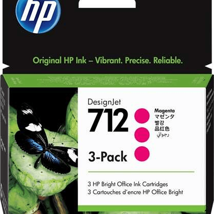 HP 712 Magenta Pack de 3 Cartuchos de Tinta Originales - 3ED78A 1