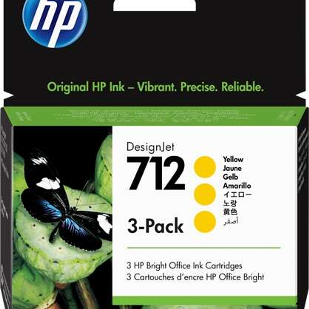 HP 712 Amarillo Pack de 3 Cartuchos de Tinta Originales - 3ED79A 1