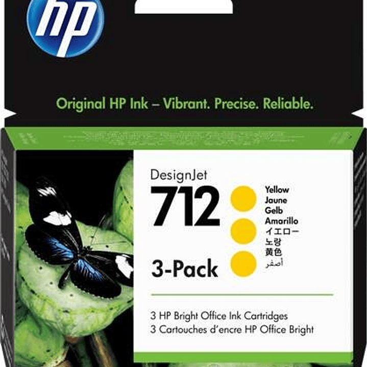 HP 712 Amarillo Pack de 3 Cartuchos de Tinta Originales - 3ED79A 1