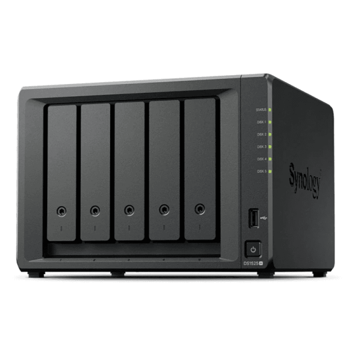 Synology DiskStation DS1525+ NAS 8GB - 5 Bahias - Procesador AMD - Color Negro 1