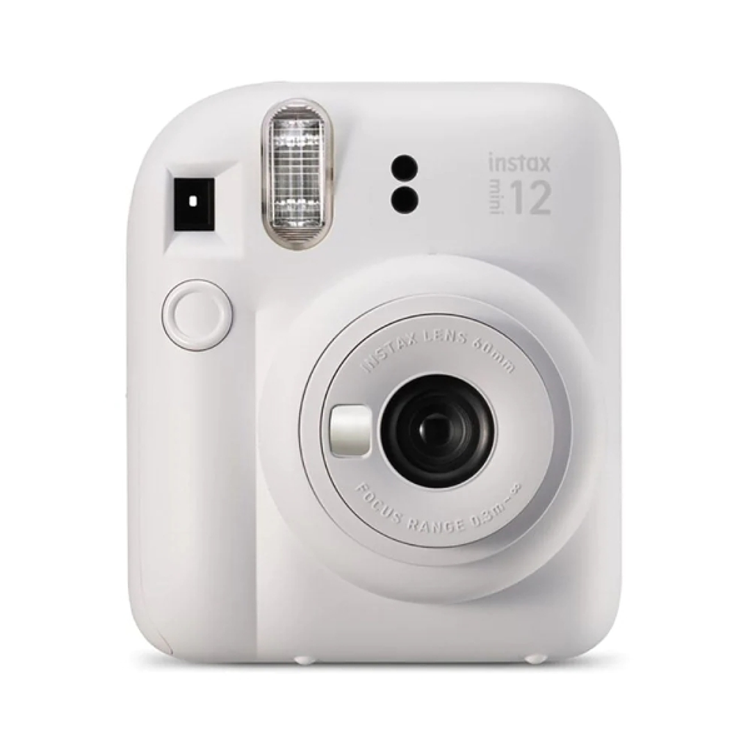 Fujifilm Instax Mini 12 Clay White Camara Instantanea - Tamaño de Imagen 62x46mm - Flash Auto - Exposicion Automatica - Mini Espejo para Selfies - Mod 1