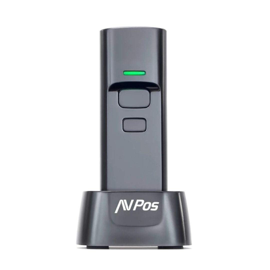 AVPos BT03 Lector de Codigos Portatil - Códigos 1D, 2D y QR - USB, Wireless 2.4 y Bluetooth - 1100mAh - Base Incluida - Color Negro 1