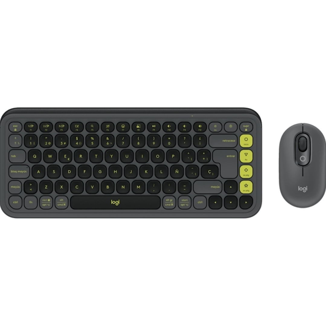 Logitech Pop Icon Combo Pack Inalambrico Teclado Multimedia + Raton - Bluetooth - Autonomia Teclado 36 Meses - Raton 24 Meses - Color Grafito y Verde 1