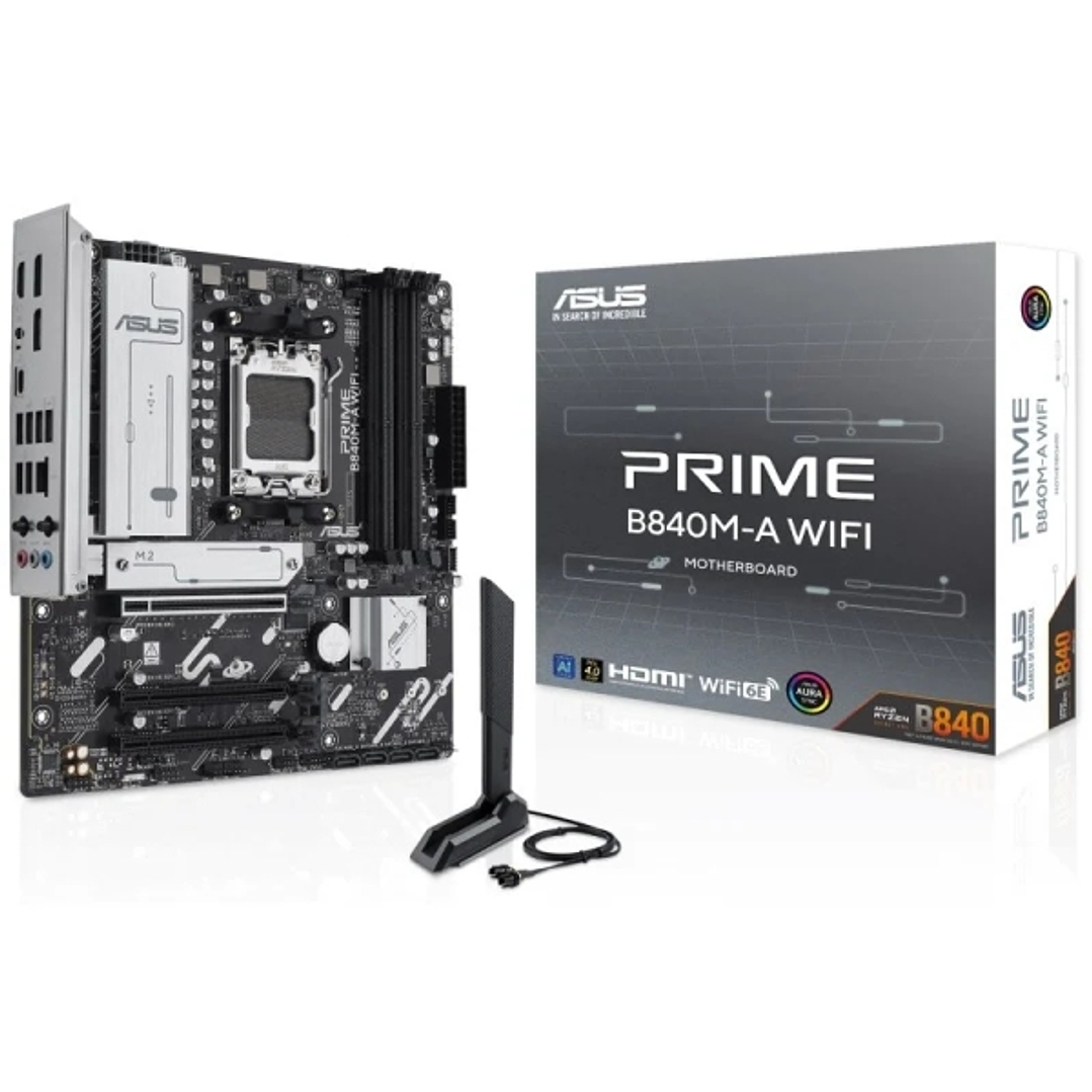 Asus Prime B840M-A WIFI Placa Base AM5 -WiFi, Bluetooth, 4x DDR5, 3x M2, 4x Sata III, PCIe 3.0, 4.0, USB 2.0, 3.2, USB-C, RJ-45, HDMI, DisplayPort - F 1