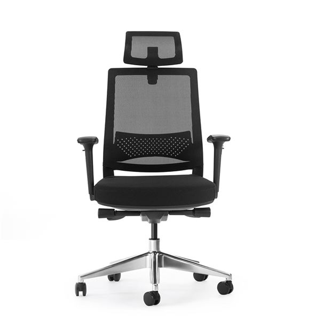 Cromad Senior SE1600 Silla de Oficina - Altura Ajustable con Elevador de Gas de Grado 4 - Soporte Lumbar y Reposacabezas Ajustables - Respaldo de Mall 1