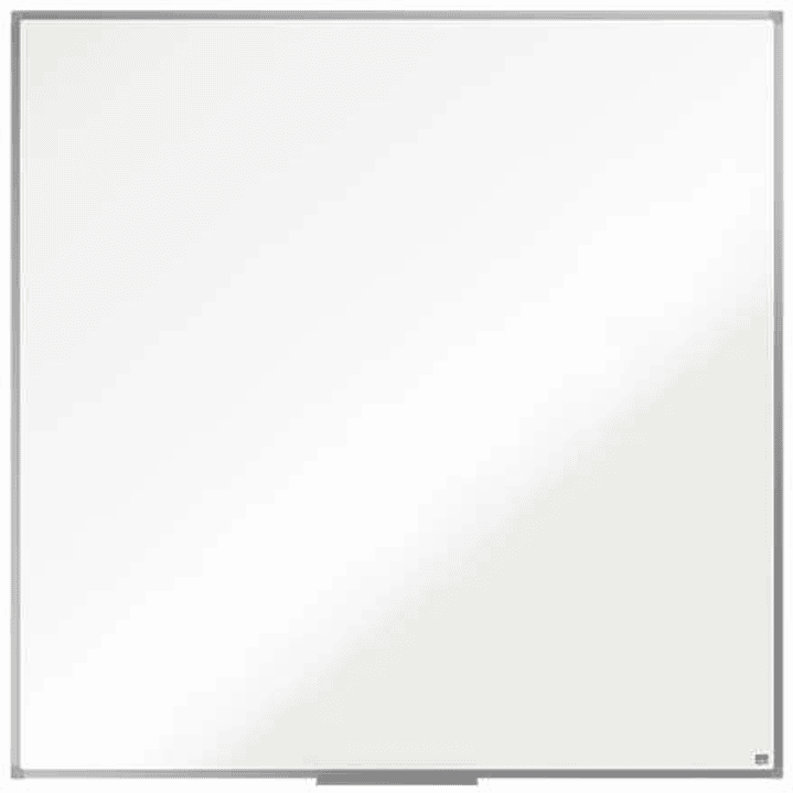 Nobo Essence Pizarra de Melamina 1200x1200mm - Marco de Aluminio Anodizado - Bandeja para Rotuladores - Color Blanco 1
