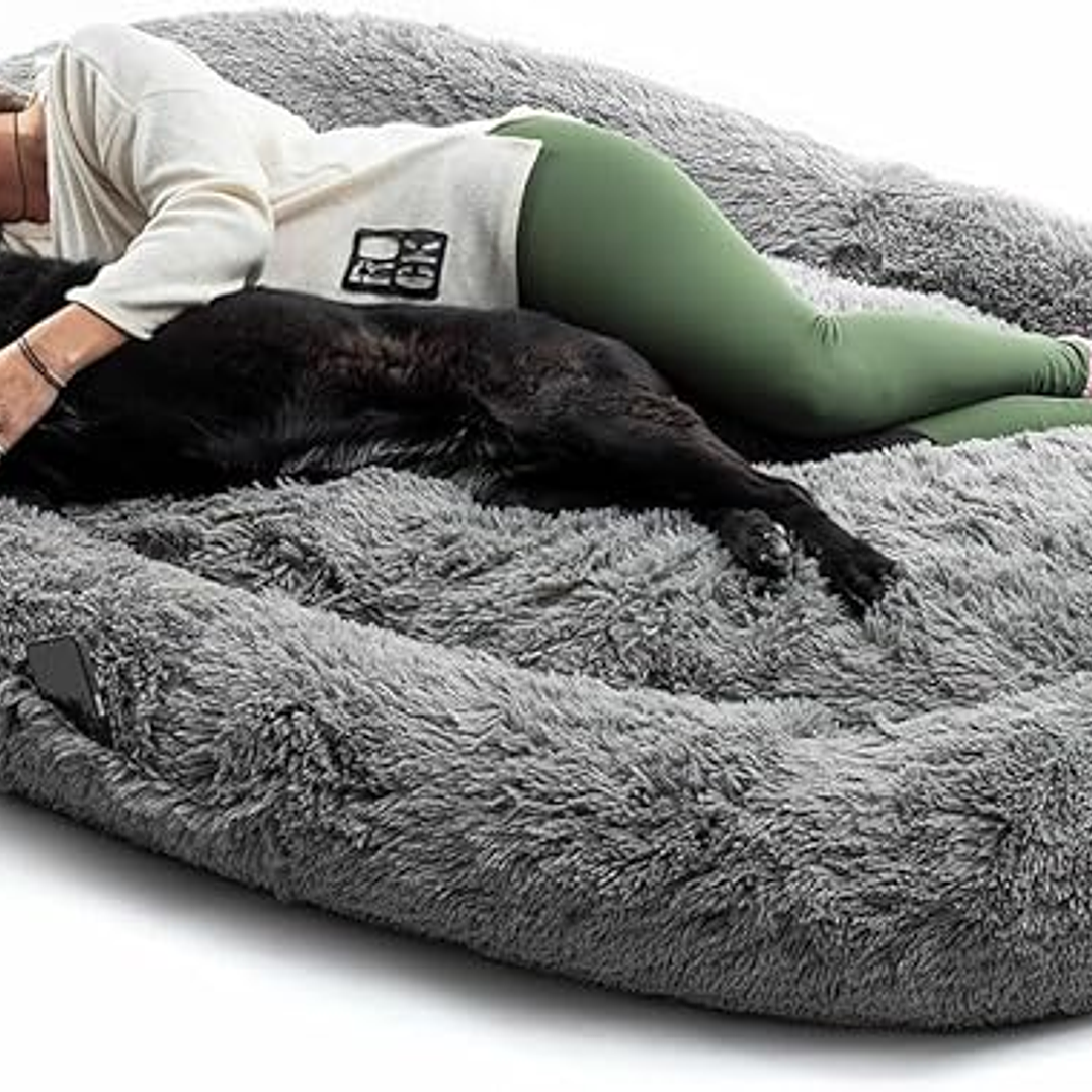 Innovagoods Cama Extragrande para Mascotas y Humanos - Bolsillo Lateral - Antideslizante - Facil Limpieza - Poliester - Ergonomico - Funda Extraible - 1