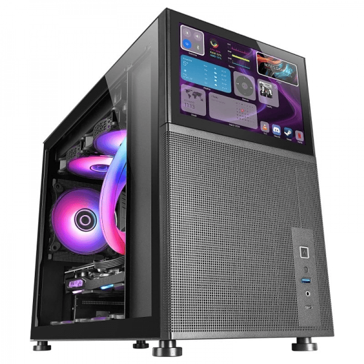 Mars Gaming MC-LCD Caja PC Gaming - Diseño Compacto Micro-ATX - Pantalla LCD IPS 8