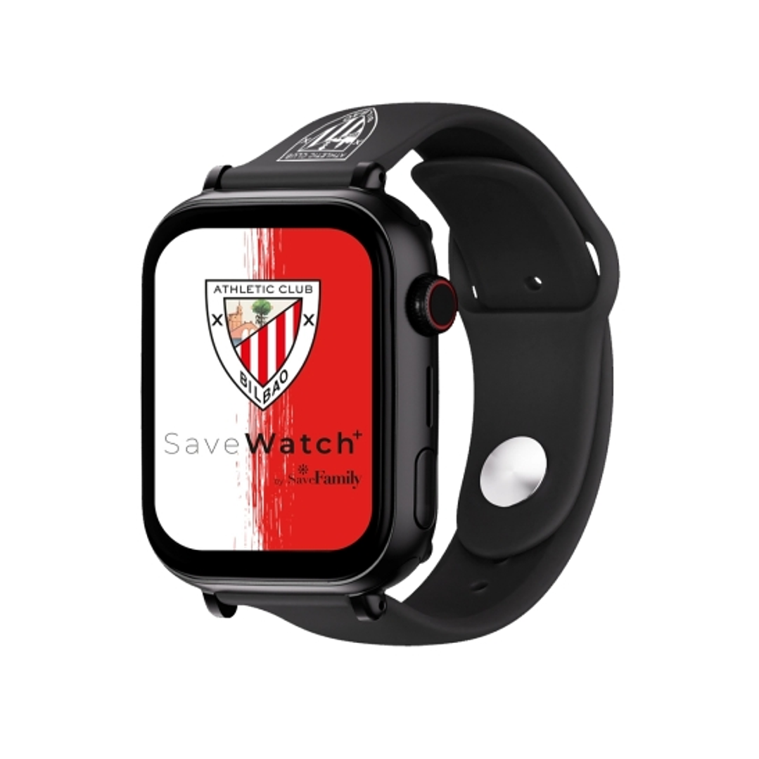 Savefamily Reloj Inteligente Infantil Savewatch Plus Edicion Athletic Club con GPS y Llamada - Correa Silicona Negra 1