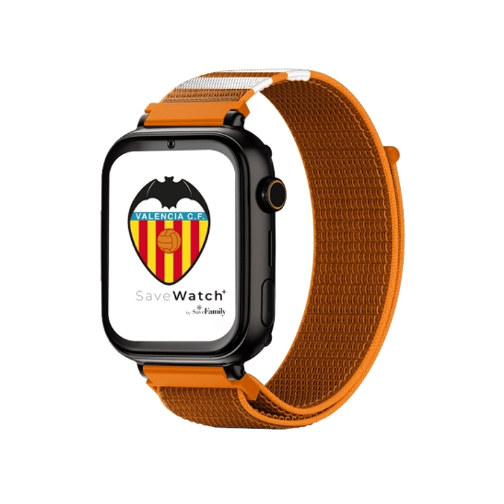 Savefamily Reloj Inteligente Infantil Savewatch Plus Edicion Valencia C.F. con GPS y Llamada - Correa Tela Naranja 1