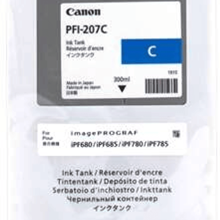 Canon PFI207 Cyan Cartucho de Tinta Original - PFI207C/8790B001 1