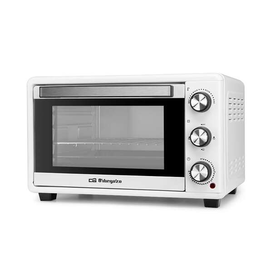 Orbegozo HO 258 Horno Electrico Multifuncion - Capacidad 25L - Potencia 1500W - Selector de Temperatura 100ºc a 230ºc - Temporizador 60min - Puerta Ab 1