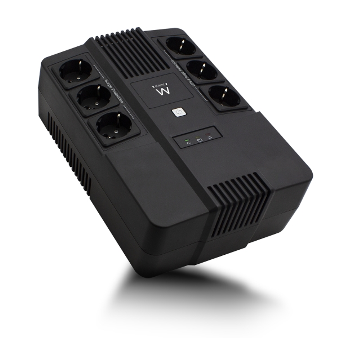 Ewent SAI Interactivo 700VA/390W - 6x Schuko - Toma Tierra - Funcion AVR - Notificacion Sonora y LED - Proteccion Electrica - Bateria de 12V / 7Ah Ree 1