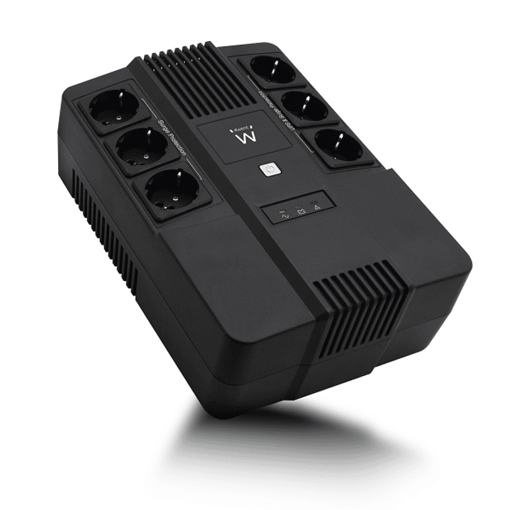 Ewent SAI Interactivo 700VA/390W - 6x Schuko - Toma Tierra - Funcion AVR - Notificacion Sonora y LED - Proteccion Electrica - Bateria de 12V / 7Ah Ree 1