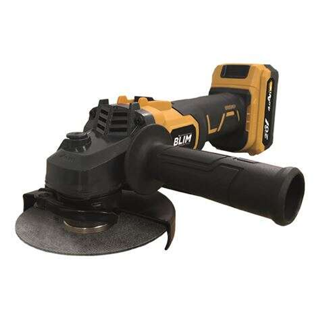 Blim Radial a Bateria 125mm 20V 4.0Ah - Velocidad sin Carga 8500rpm - Agarre Ergonomico Suave - Color Amarillo 1