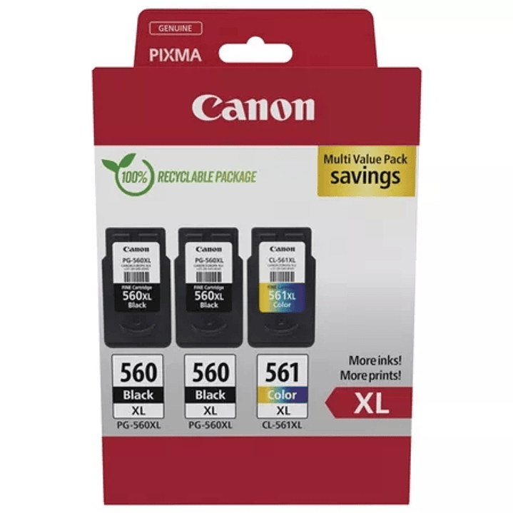 Canon PG-560XL + CL-561XL Pack de 3 Cartuchos de Tinta Originales - 3712C009 1