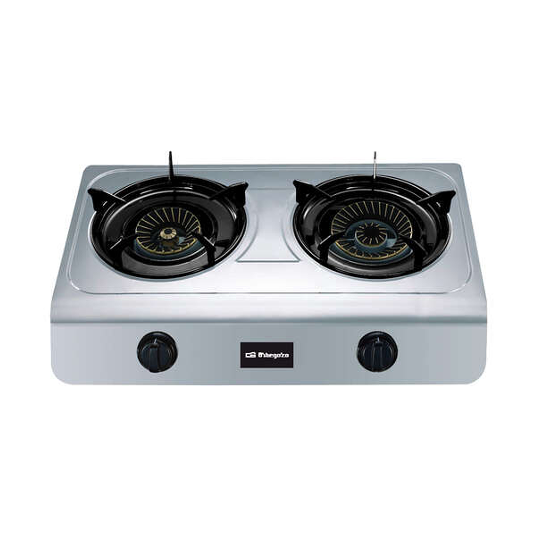 Orbegozo FO 2700 Hornillo a Gas Inox - Compacto y Versatil - 2 Quemadores de Triple Corona - Encendido Piezoelectrico - para Gas Butano o Propano 1