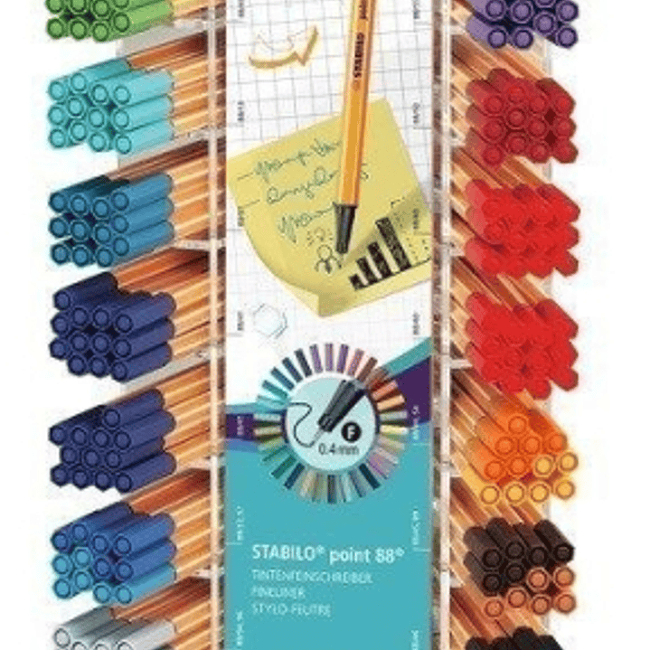 Stabilo Point 88 Expositor con 240 Rotuladores de Punta de Fibra - Trazo de 0.4mm aprox. - Tinta con Base de Agua - Colores Surtidos 1