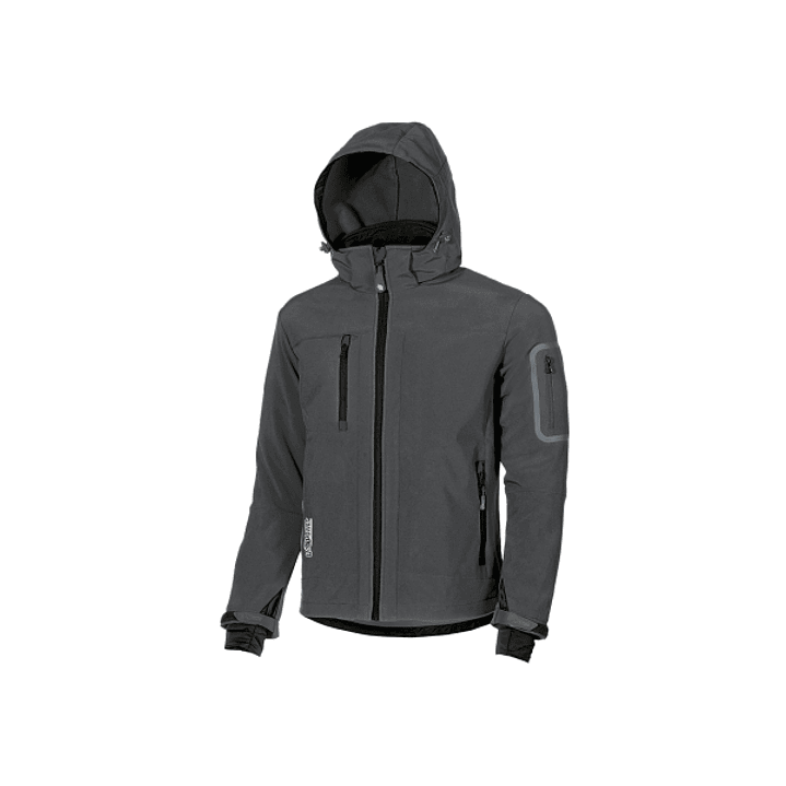 Upower Metropolis Soft Shell de Trabajo - Talla 2XL - Tejido Elastico Cortavientos, Transpirable, Resistente al Agua, Capucha Desmontable, Mangas Pref 1