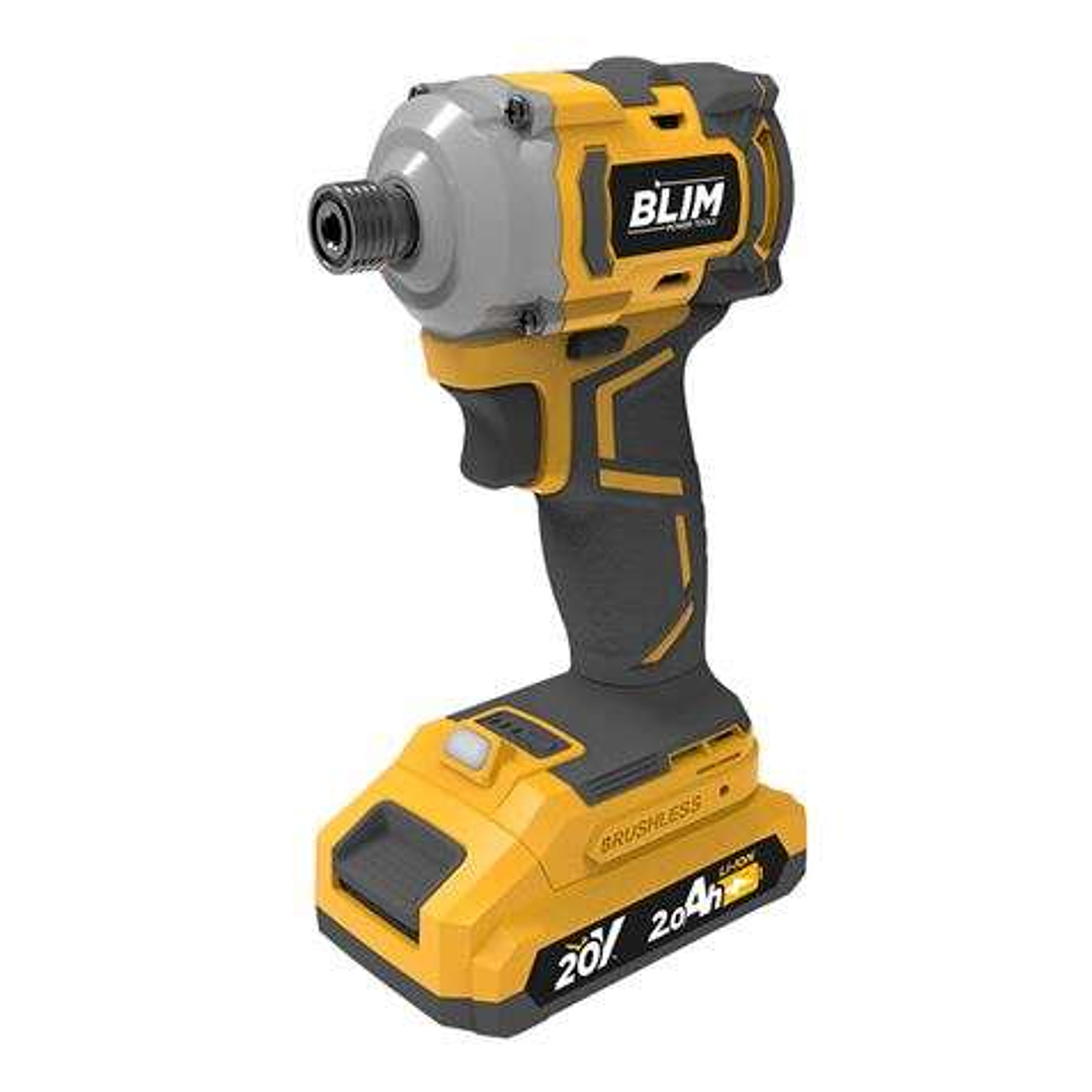 Blim Atornillador de Impacto Serie Slim S/Carbones 20V - Bateria 2Ah - 220Nm - Color Amarillo 1