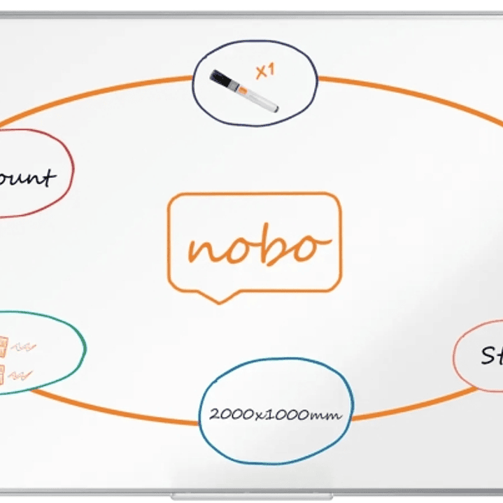 Nobo Premium Plus Pizarra Magnetica de Acero Vitrificado 2000x1000mm - Montaje en Esquina - Superficie de Borrado Superior - Color Blanco 1