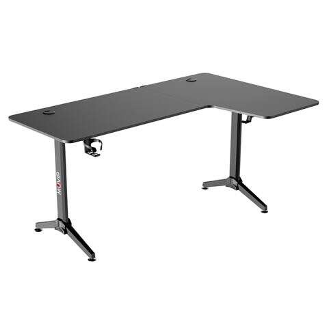 Muvip PRO1300 Mesa Gaming Fibra de Carbono en L Derecha - Solida - Gran Superficie - Portavasos - Gancho para Auriculares - Medidas 160x100x75cm - Col 1