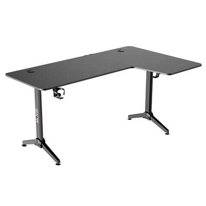 Muvip PRO1300 Mesa Gaming Fibra de Carbono en L Derecha - Solida - Gran Superficie - Portavasos - Gancho para Auriculares - Medidas 160x100x75cm - Col 1