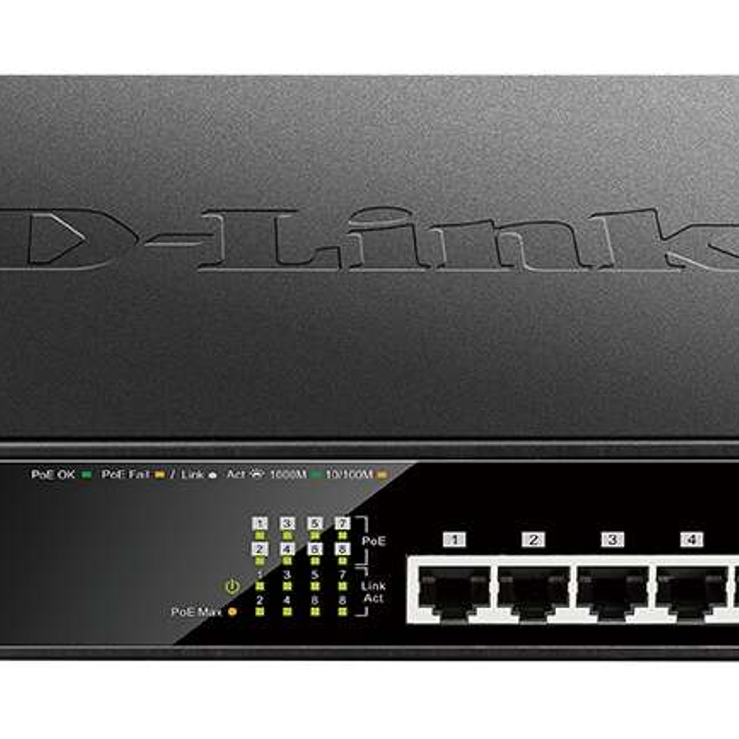 D-Link Switch 8 Puertos Gigabit 10/100/1000 Mbps - PoE+ 1