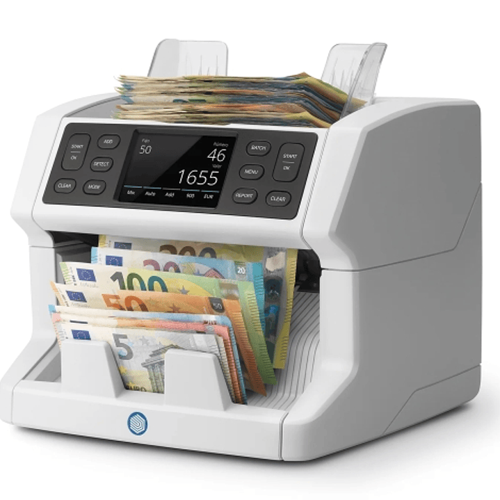 Safescan 2865-S Contadora de Billetes - Puede Contar Billetes Mezclados - Pantalla Tactil - Capacidad hasta 500 Billetes - 1200 Billetes por Minuto -  1