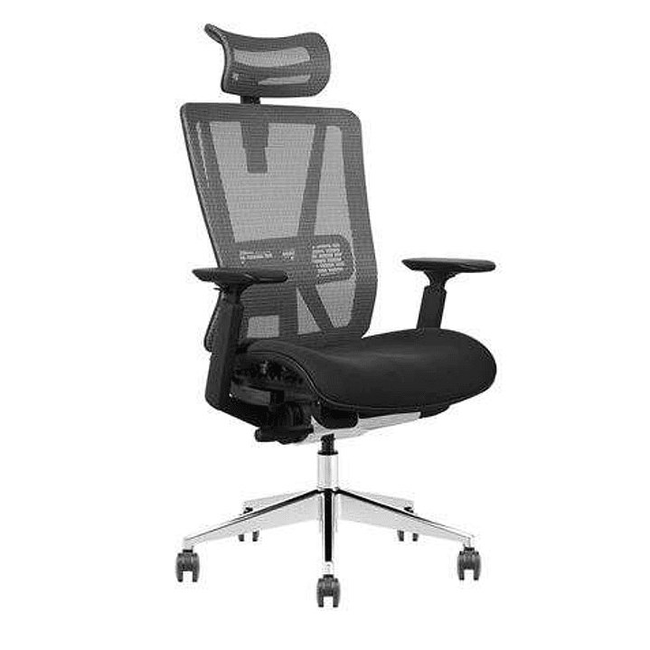 Cromad Senior SE1200 Silla de Oficina - Altura Ajustable con Elevador de Gas de Grado 4 - Reposacabezas, Reposabrazos 3D y Soporte Lumbar Ajustables - 1
