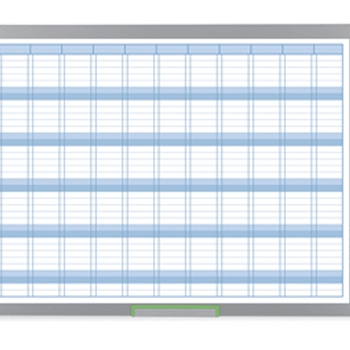 Nobo Performance Plus Planificador Anual de Pizarra Magnetica 725x50x1178mm - Pantalla con Fecha y Hora - Incluye Rotulador y Kit Magnetico 1