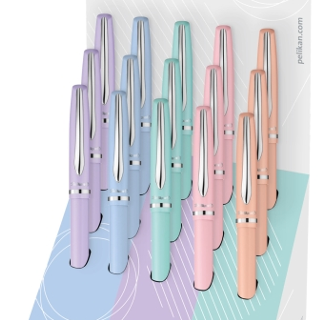 Pelikan Jazz Pastel Expositor con 15 Boligrafos con Mecanismo de Giro - Punta Media - Cuerpo Lacado - Recargable - Color Pastel Surtidos 1