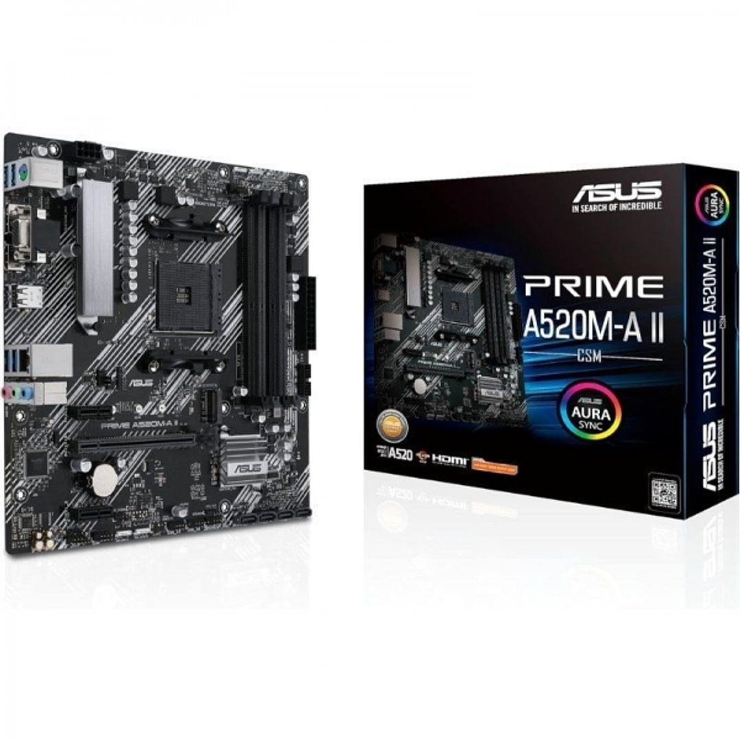 Asus Prime A520M-A II/CSM Placa Base AMD AM4 4x DDR4 - HDMI, M.2, PCI Express, 4x Sata III, USB 2.0, 3.2, RJ-45, VGA, MicroATX 1