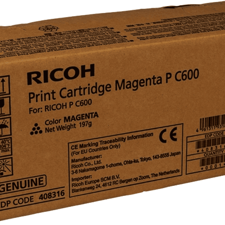Ricoh PC600 Magenta Cartucho de Toner Original - 408316/P C600M 1