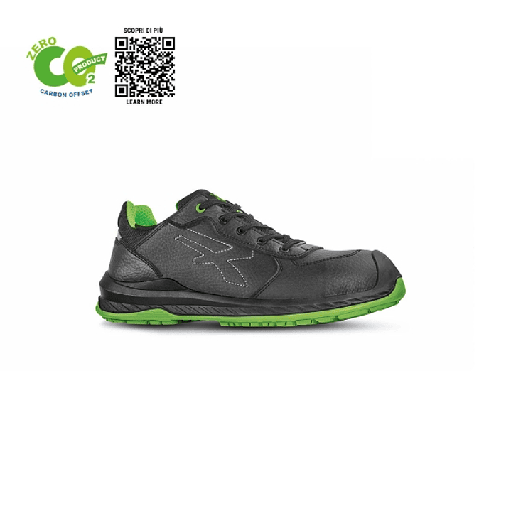 Upower Natural UK S ESD Calzado de Seguridad Bajo - Talla 43 - Comodo y Ligero, Proteccion S3S CI FO SR - Color Negro/Verde 1