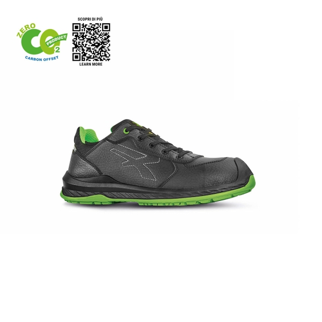 Upower Natural UK S ESD Calzado de Seguridad Bajo - Talla 44 - Comodo y Ligero, Proteccion S3S CI FO SR - Color Negro/Verde 1