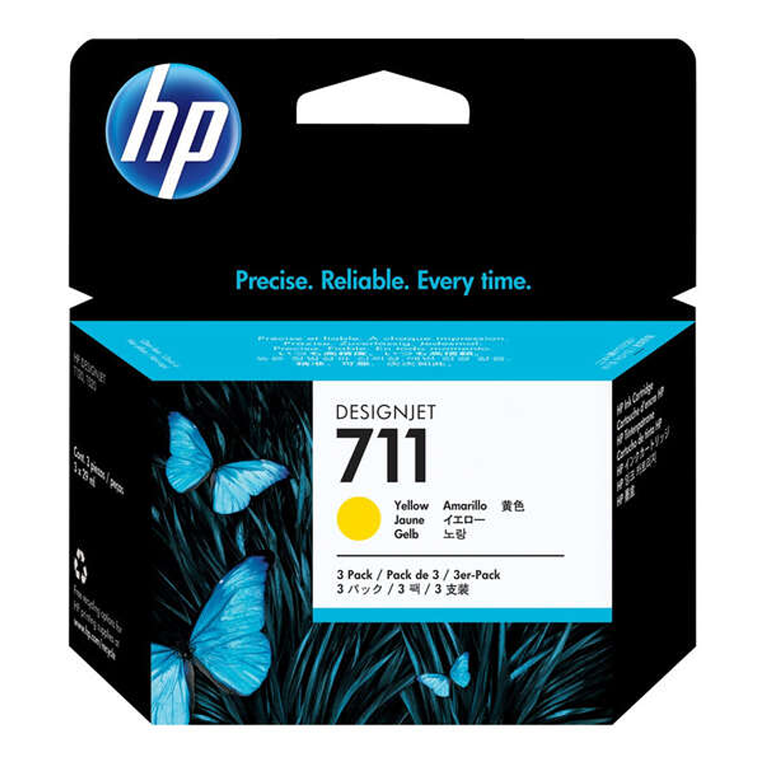 HP 711 Amarillo Pack de 3 Cartuchos de Tinta Originales - CZ136A 1