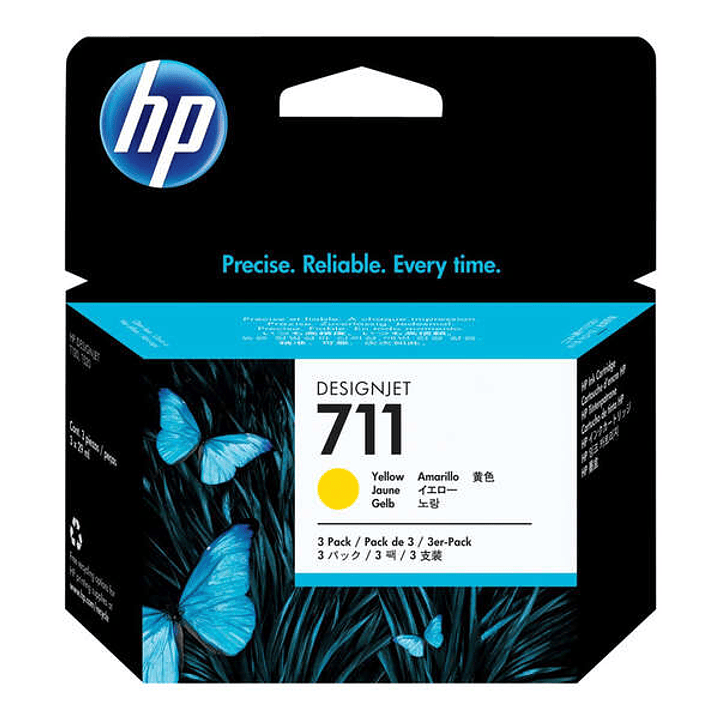 HP 711 Amarillo Pack de 3 Cartuchos de Tinta Originales - CZ136A 1